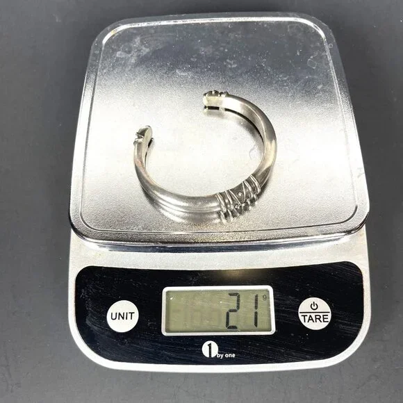 VTG Deborah Armstrong 925 Sterling Silver Hollow Dome Wrapped Wire Cuff Bracelet - Picture 12 of 16